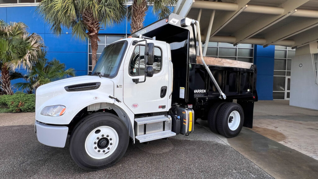 Empire Truck’s Warren crossmemberless dump body on display at MAS Convention in Biloxi.