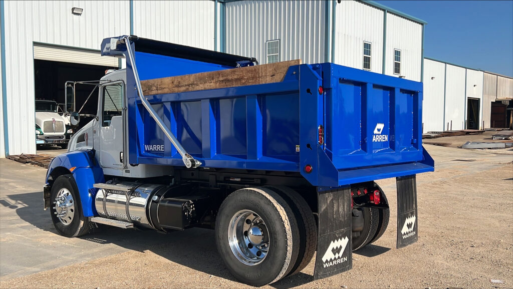 Kenworth Blue truck with F-10-3238 package body side angle